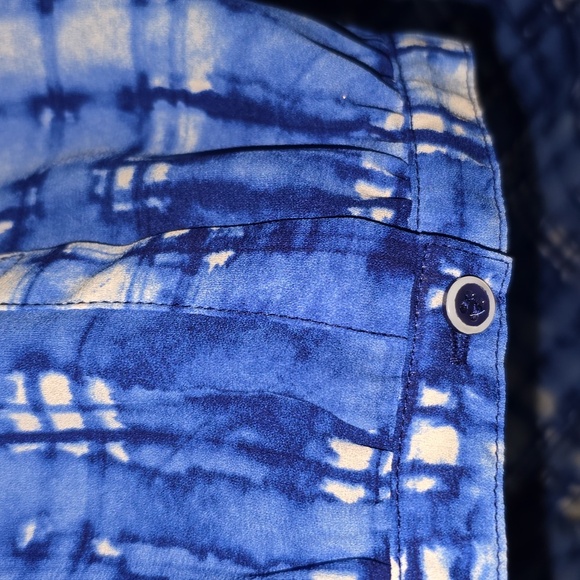 NYDJ Blue/White Watercolor Button 3/4 Sleeve Flowy Blouse Boho Chiffon Size 3x - Picture 9 of 16